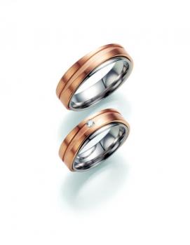 Trauringe Weiss-Rotgold von Fischer 05 05518/060